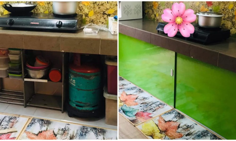 Cara Mudah DIY Pintu Bawah Table Top Dapur, Tak Perlu Guna Langsir