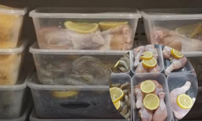 Bekas lauk basah disimpan dalam freezer bersama hirisan lemon untuk mengekalkan kesegaran lebih lama