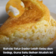 Telur dadar gebu dan lembut di dalam kuali selepas dimasak menggunakan campuran mayonis dan telur.