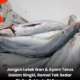 Wanita mencuci ikan mentah dalam bekas di dapur bagi mengelakkan pencemaran bakteria dari singki.