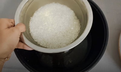Teknik double boil memasak nasi menggunakan mangkuk stainless steel dalam rice cooker untuk elak kerak nasi.